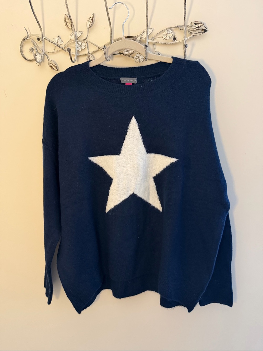 Vince Camuto Navy Crewneck Sweater with White Star